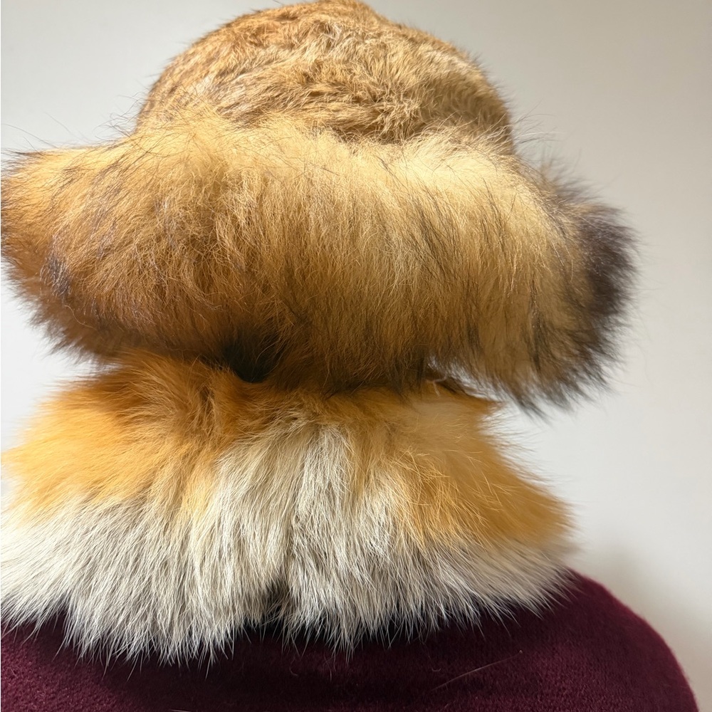 Red fox fur scarf & fox hat luxurious long hair Cossack hat new gold fox scarf - Picture 5 of 16